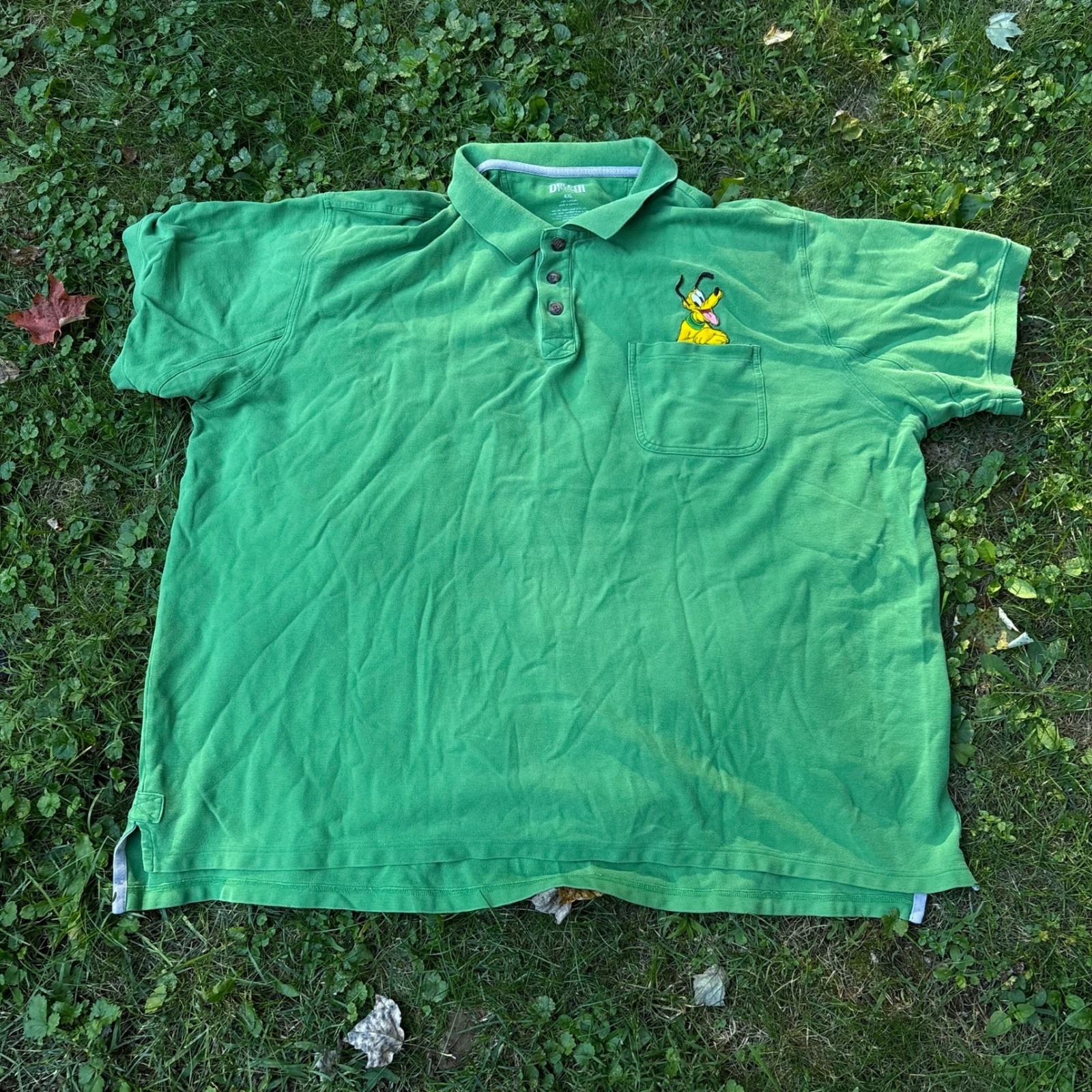 Disney Pluto Polo Shirt Men's 4xl Green Embroidered Big Tall